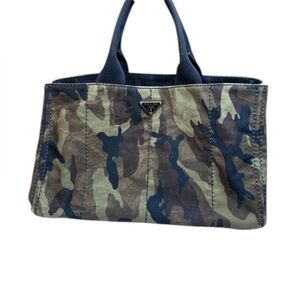 Prada Camo Canvas Tote Bag Structured Everyday Carry All